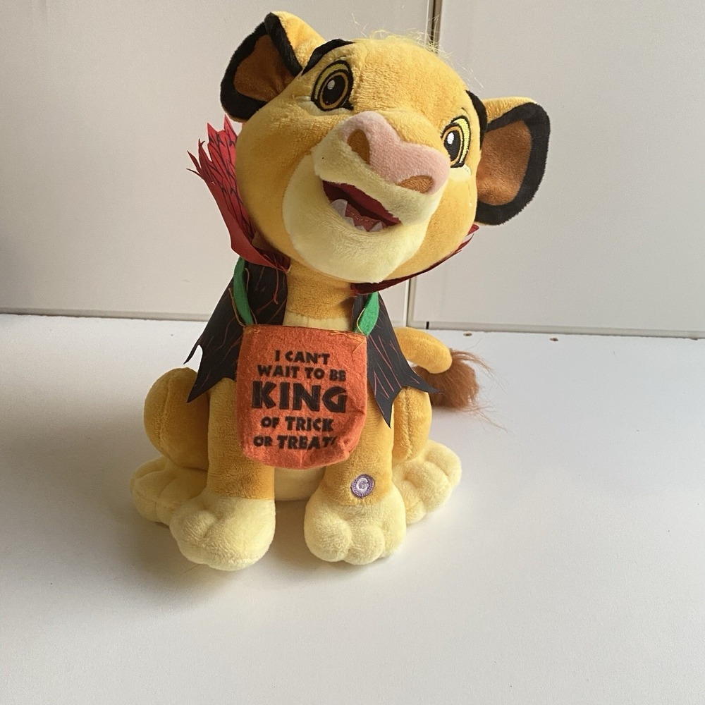 DISNEY Gemmy Halloween LION KING SIMBA Scoots Swivels Sings 10" Trick Or Treat